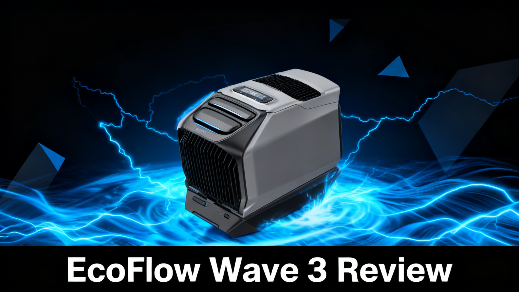 Bold power-tech editorial hero image with deep black gradient and electric blue power surge effects for EcoFlow Smart Generator 400D review