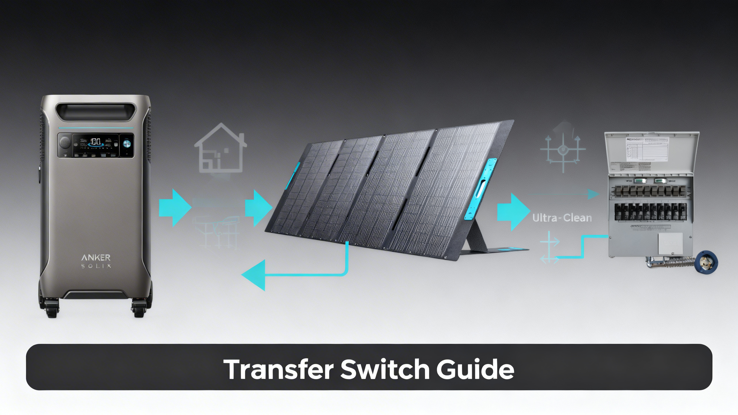 Infographic showing Anker SOLIX transfer switch installation process