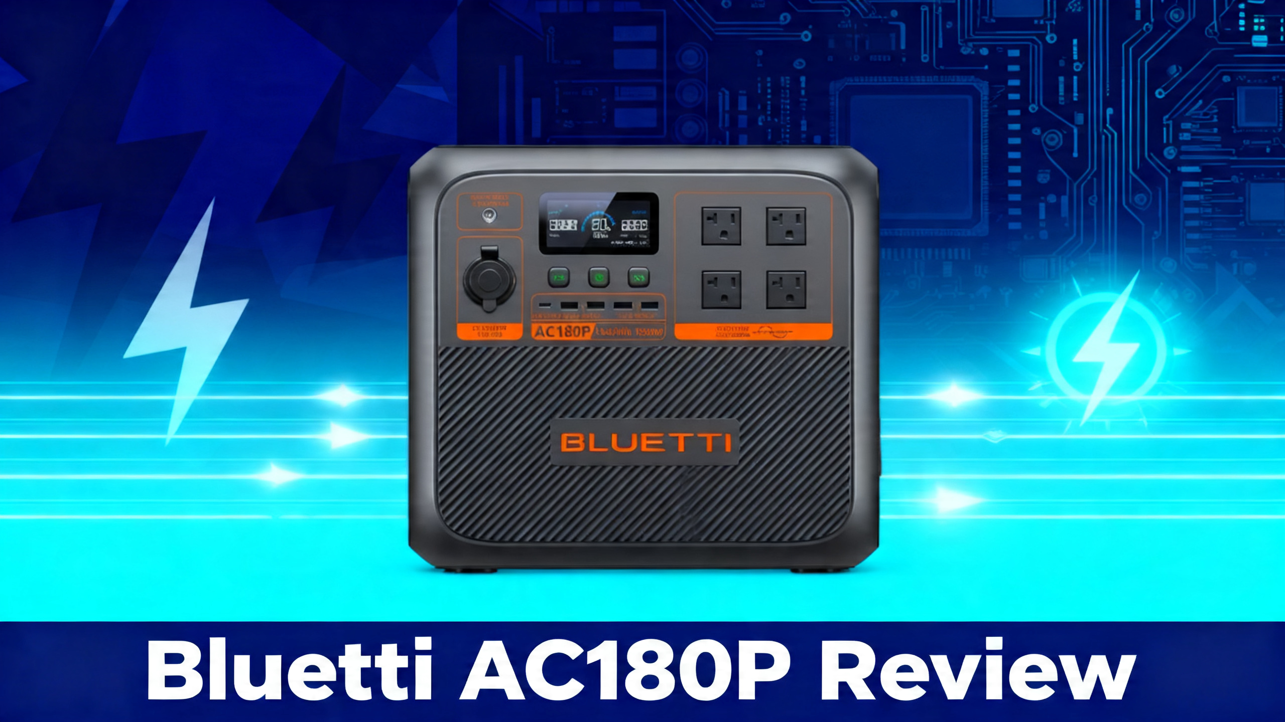 Bluetti AC180P 1440Wh portable power station review hero image with premium tech design