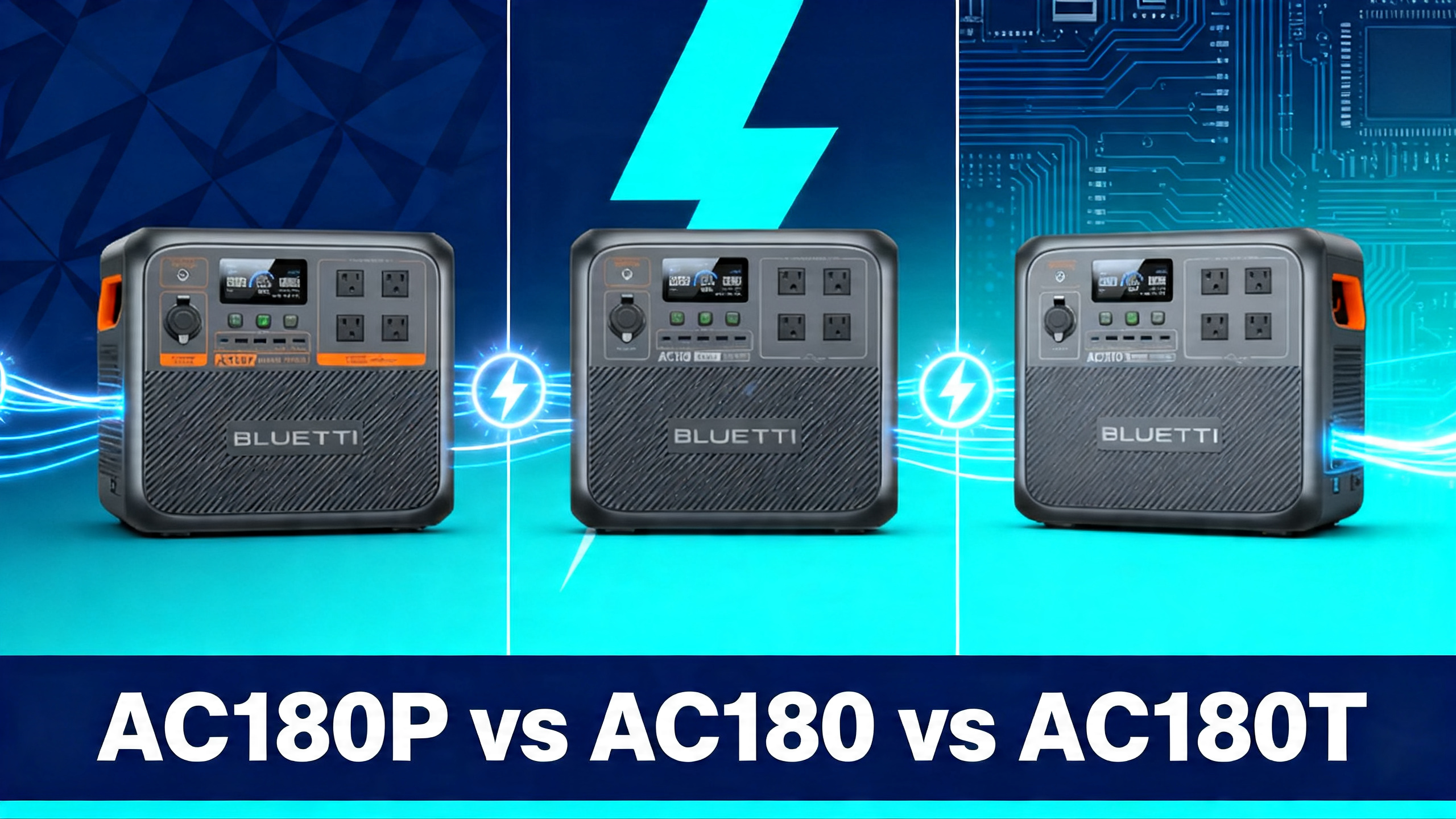 Bluetti AC180P vs AC180 vs AC180T three-way comparison hero image