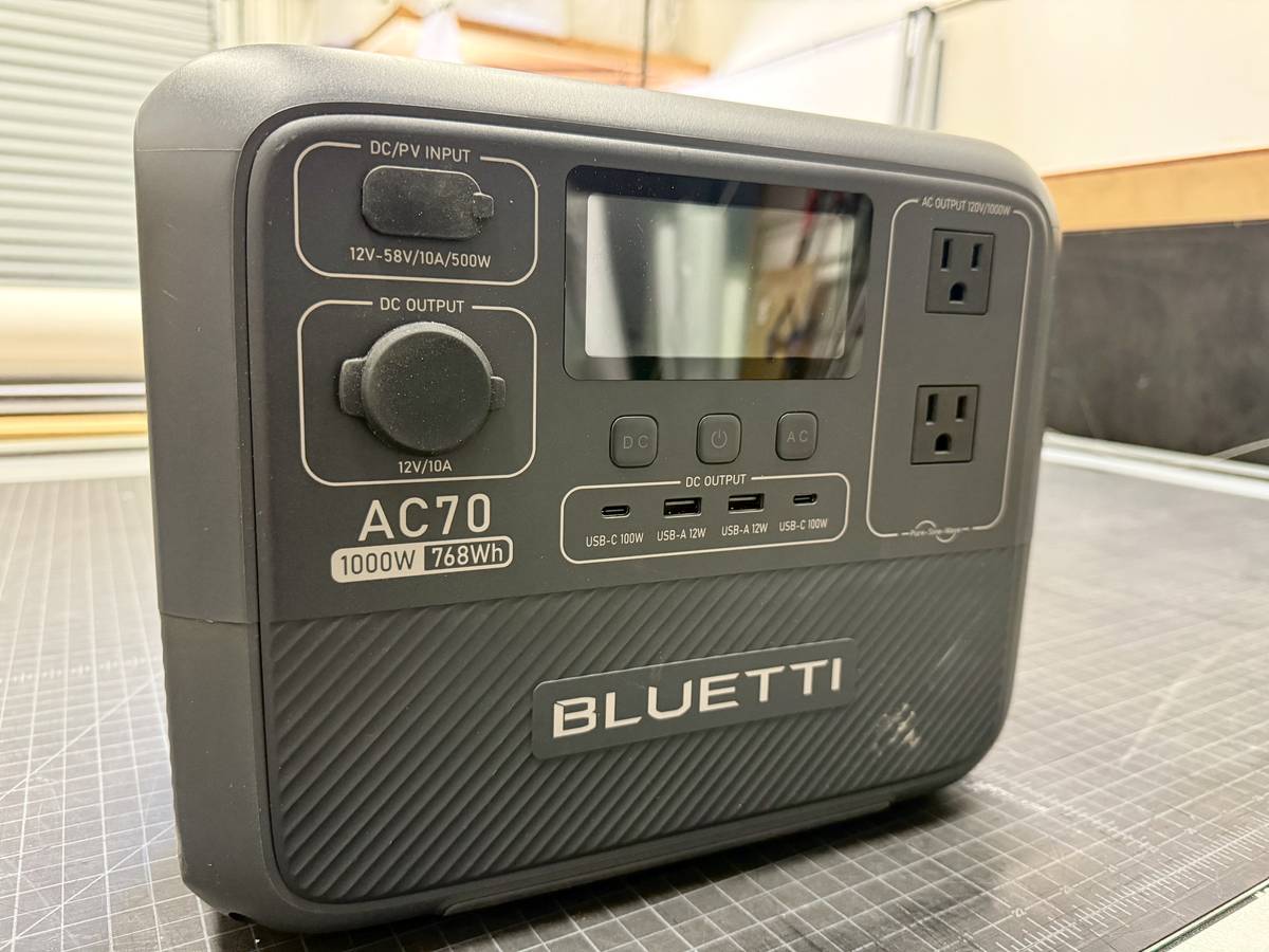 Bluetti AC70 portable power station shown in a real-world home setting