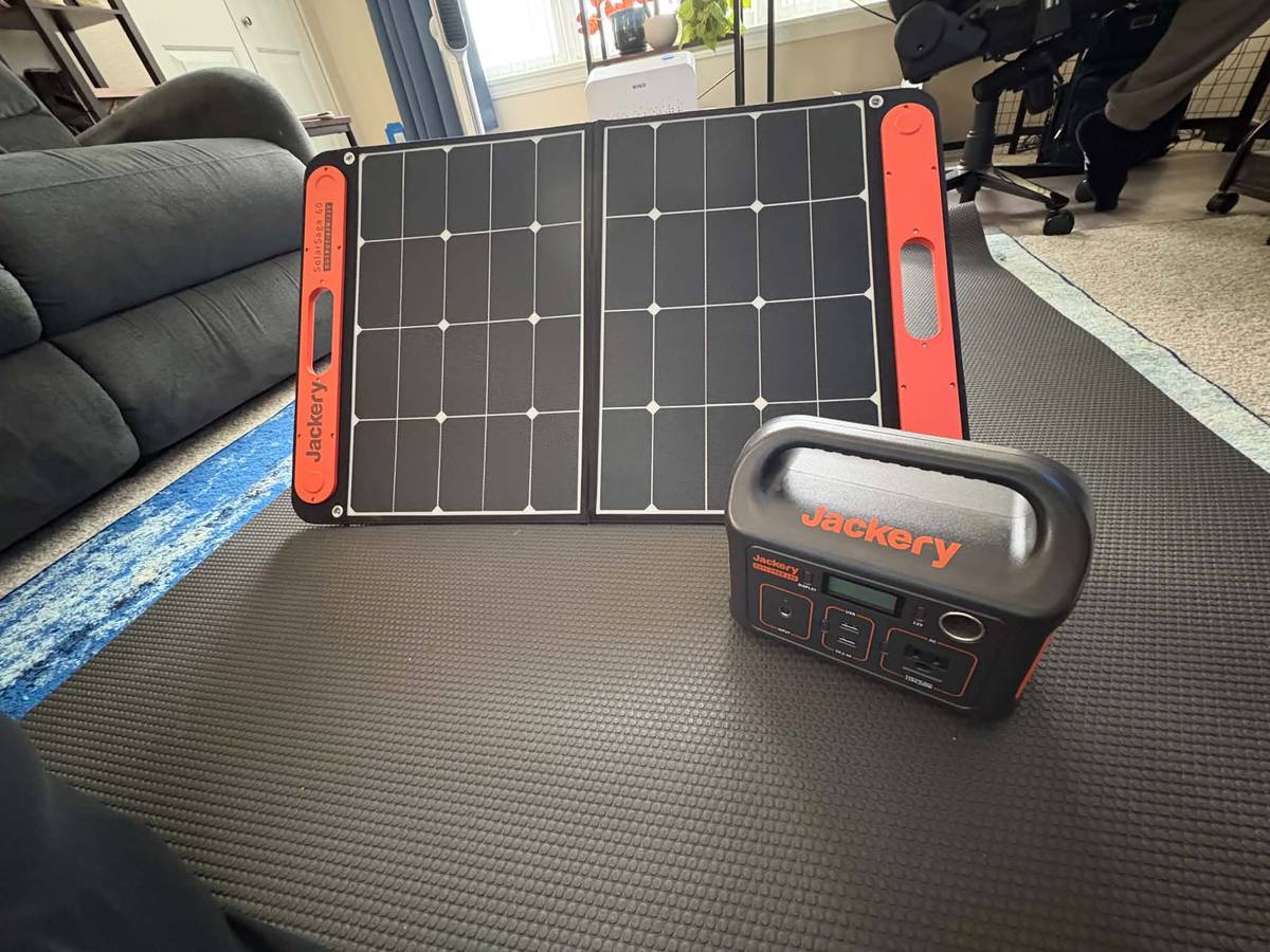 Jackery Explorer 240 portable power station shown in a real-world home setting