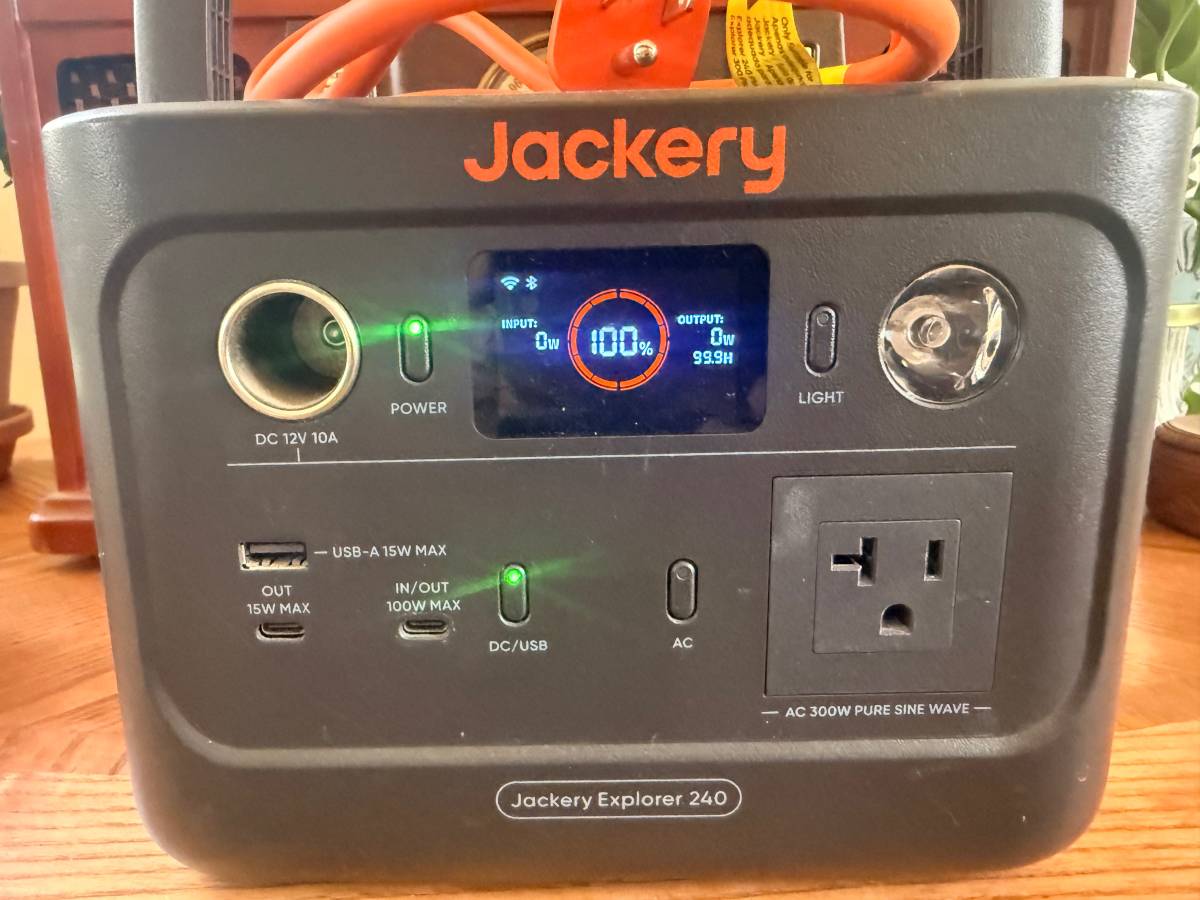 Previous-generation Jackery Explorer 240 shown in real-world use by an owner