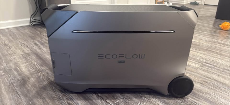 EcoFlow Delta Pro 3 portable power station shown in a real-world home setting